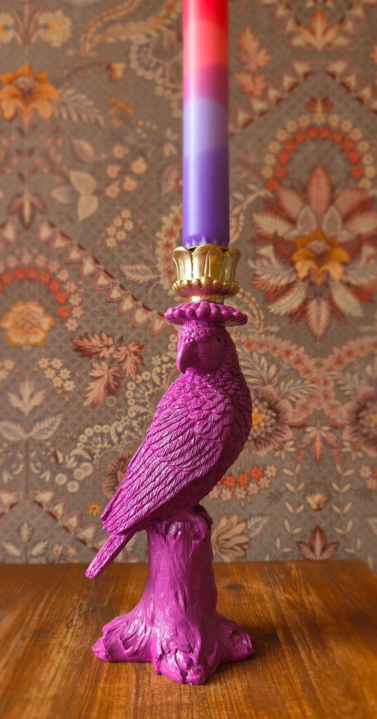 Kandelaar paarse vogel