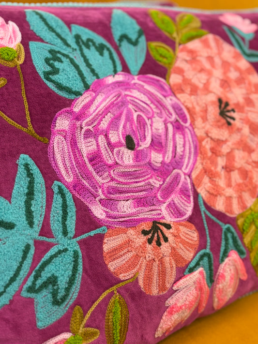 Kussen fluweel bloemen