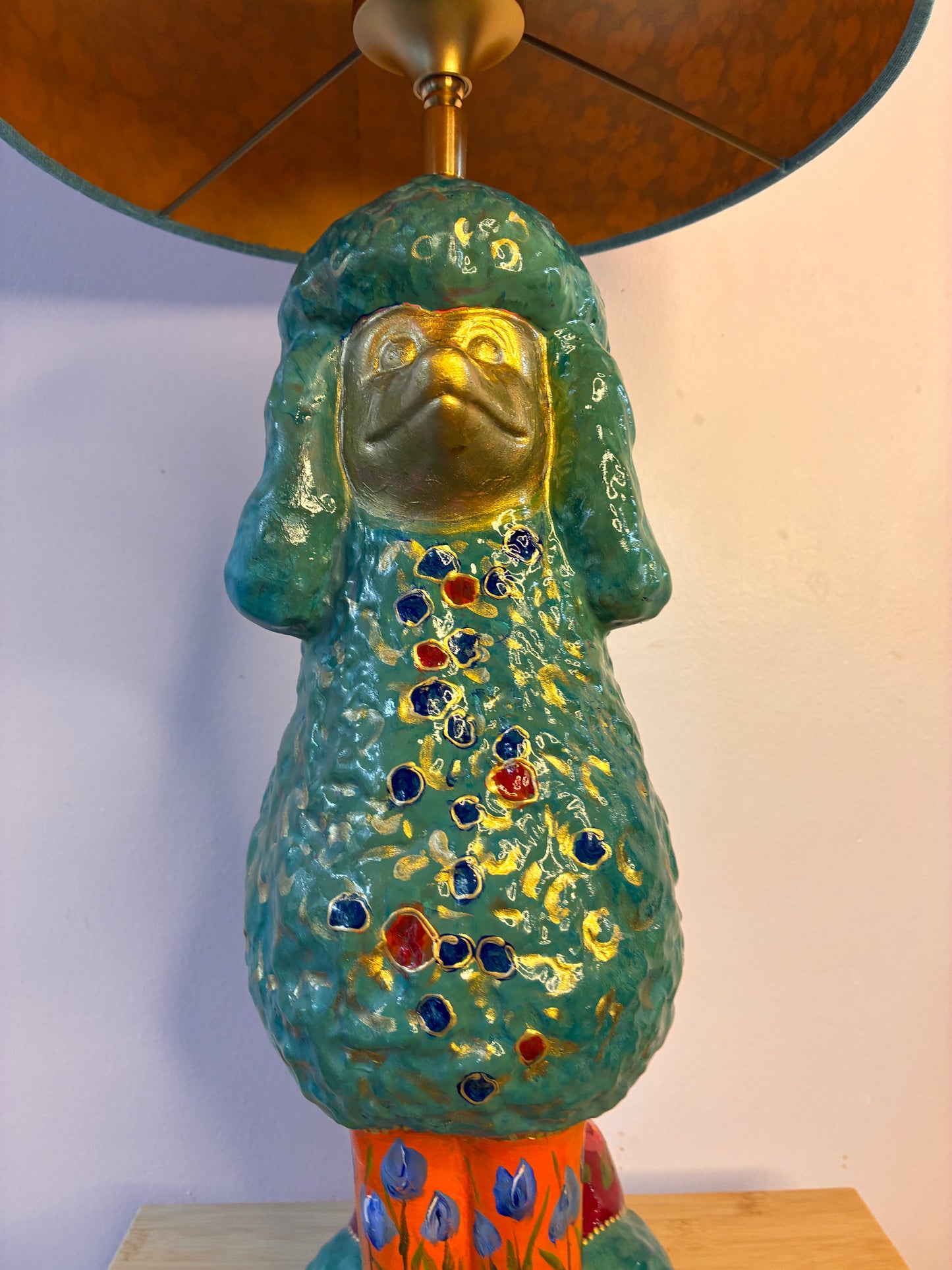Poedellampenvoet turquoise