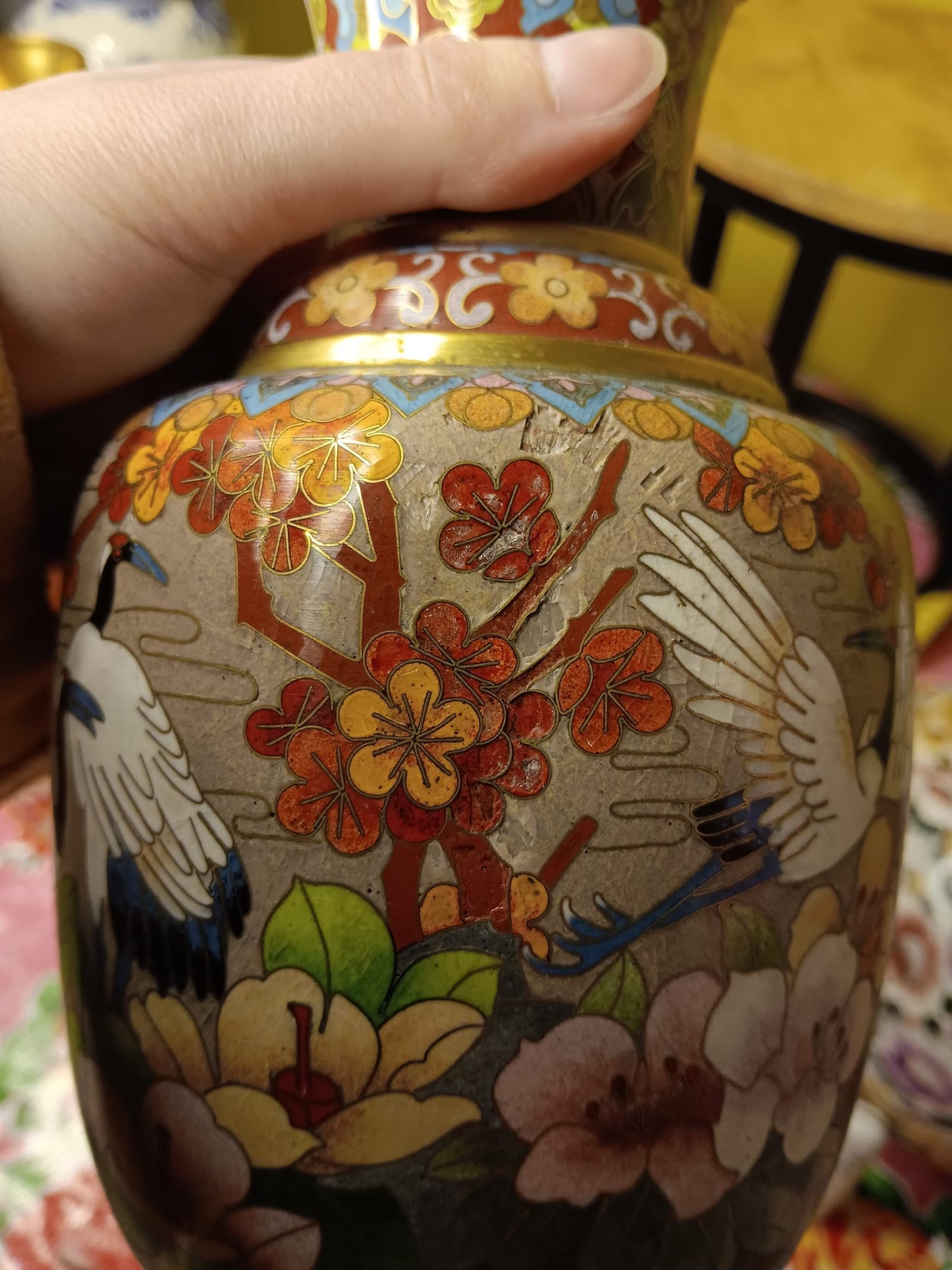 Lampenvoet cloissoné met vogels