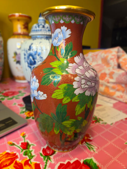 Lampenvoet cloissoné-vaas (links)