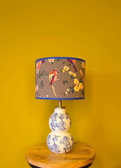 Lampenvoet wit met blauwe bloemetjes