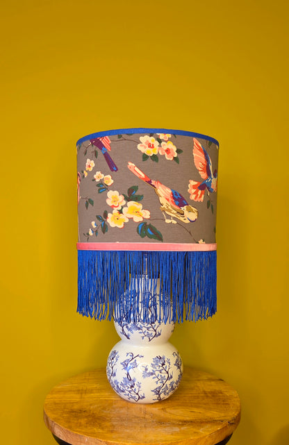 Lampenvoet wit met blauwe bloemetjes