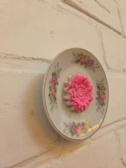 Wandbordje met roze bloem