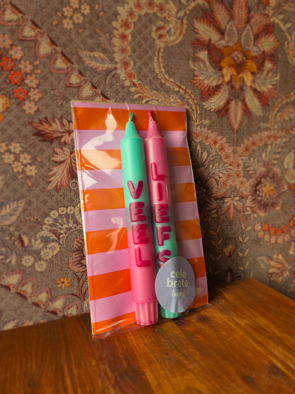 Cadeauzakje kaarsen 'veel liefs'
