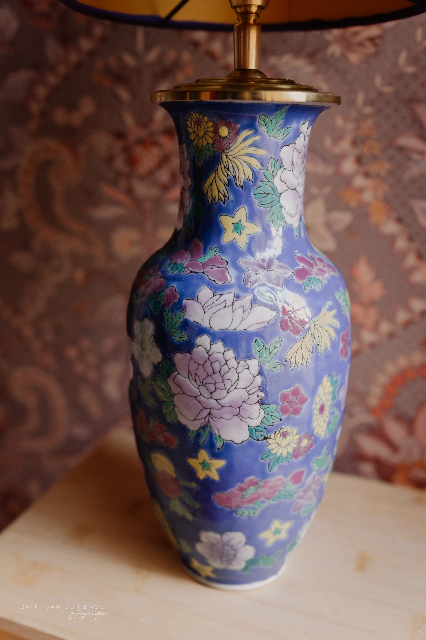 Lampenvoet bloemen divers blauw roze