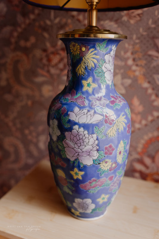 Lampenvoet bloemen divers blauw roze