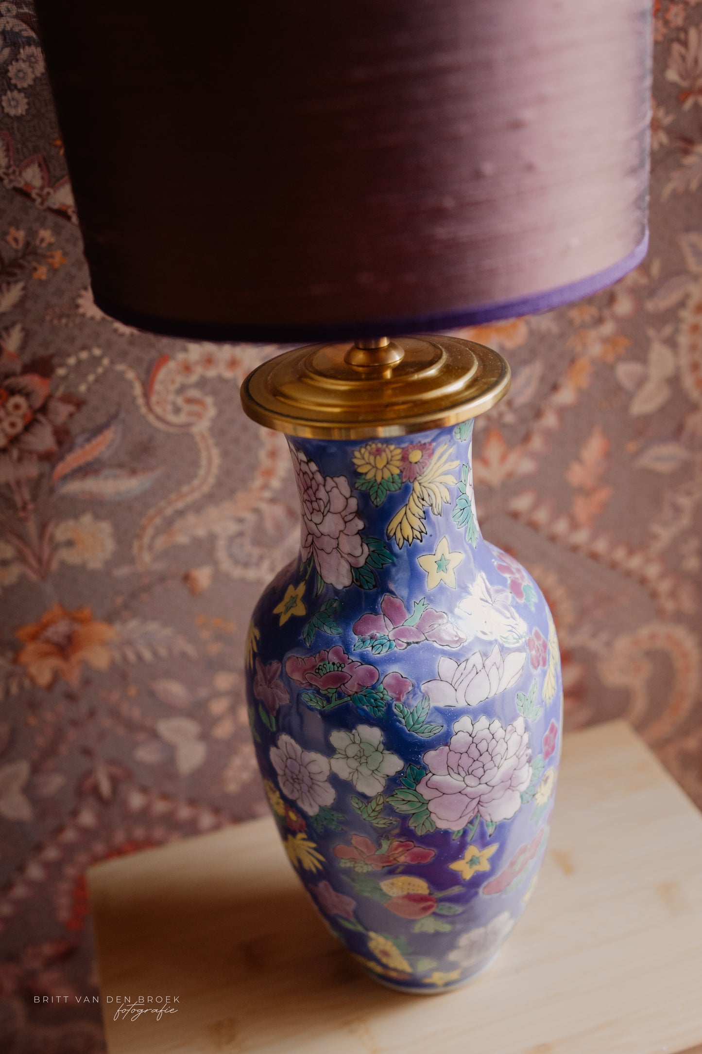 Lampenvoet bloemen divers blauw roze