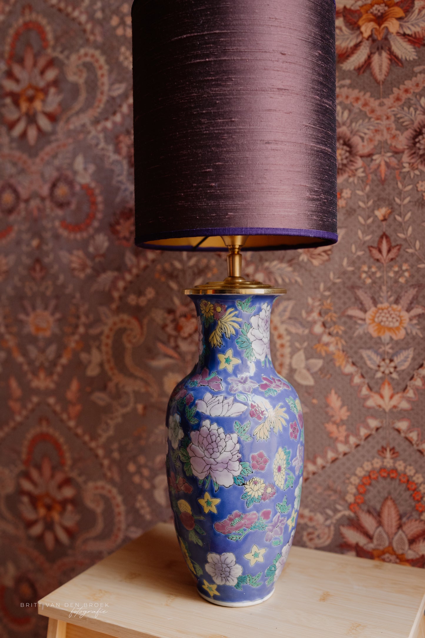 Lampenvoet bloemen divers blauw roze