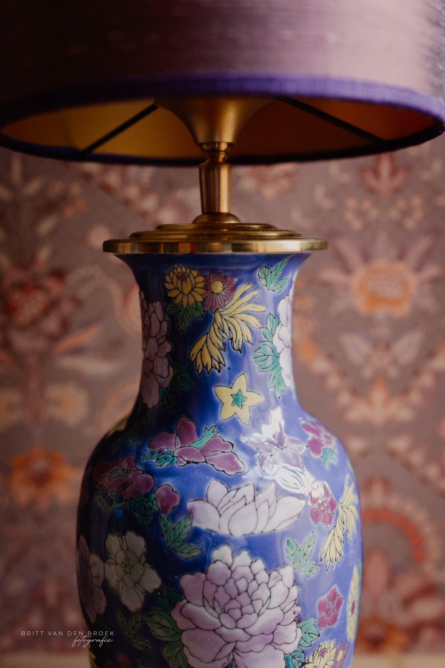 Lampenvoet bloemen divers blauw roze