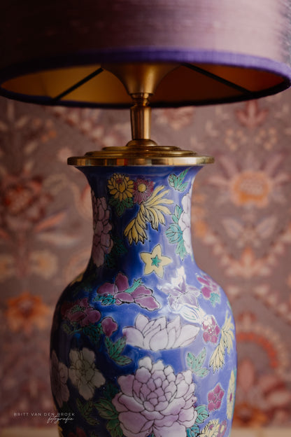 Lampenvoet bloemen divers blauw roze