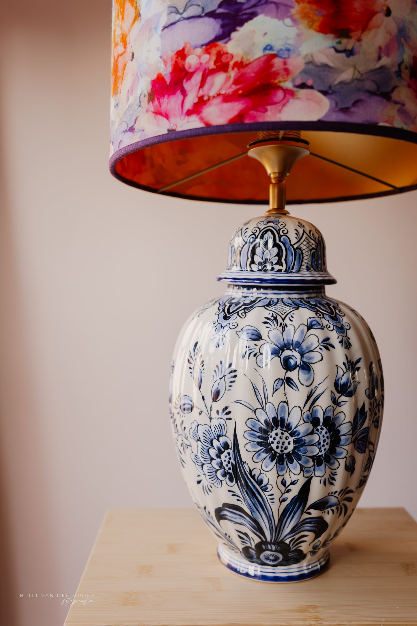 Grote Delftsblauwe dekselvaaslamp