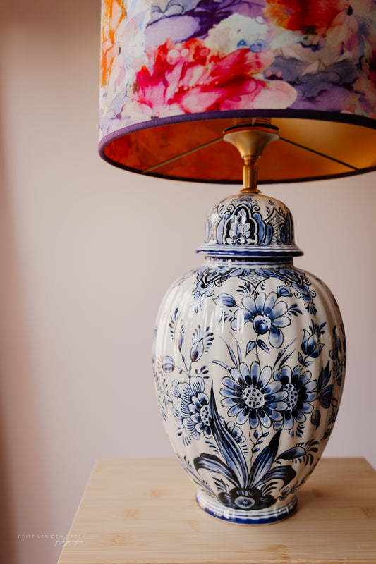 Grote Delftsblauwe dekselvaaslamp
