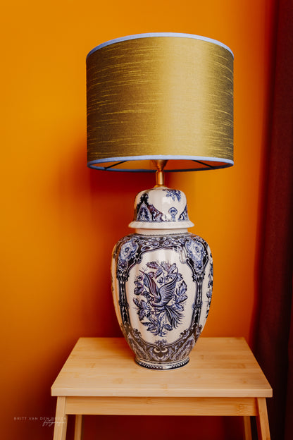 Delftsblauwe lampenvoet met vogel