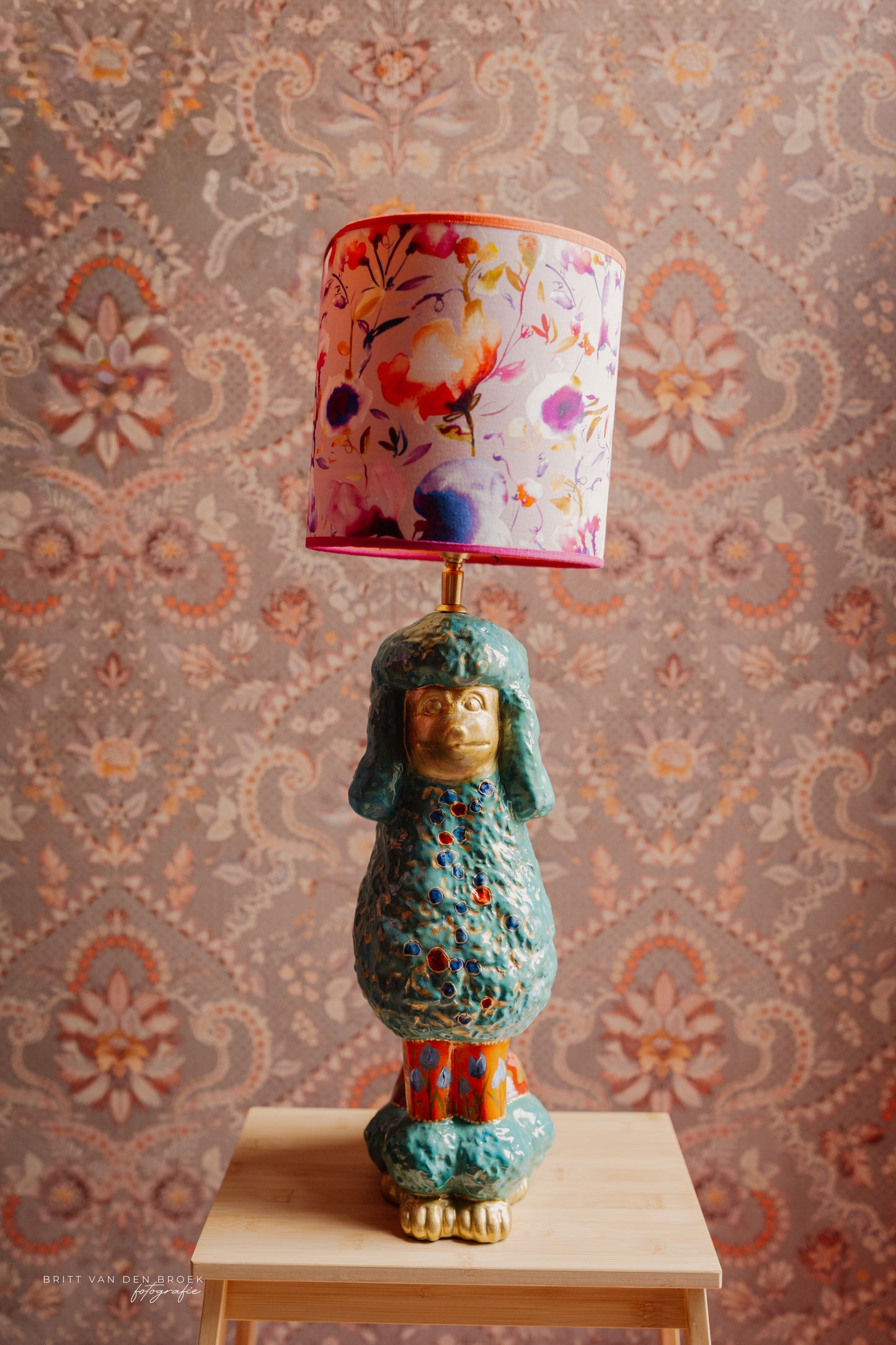 Poedellampenvoet turquoise