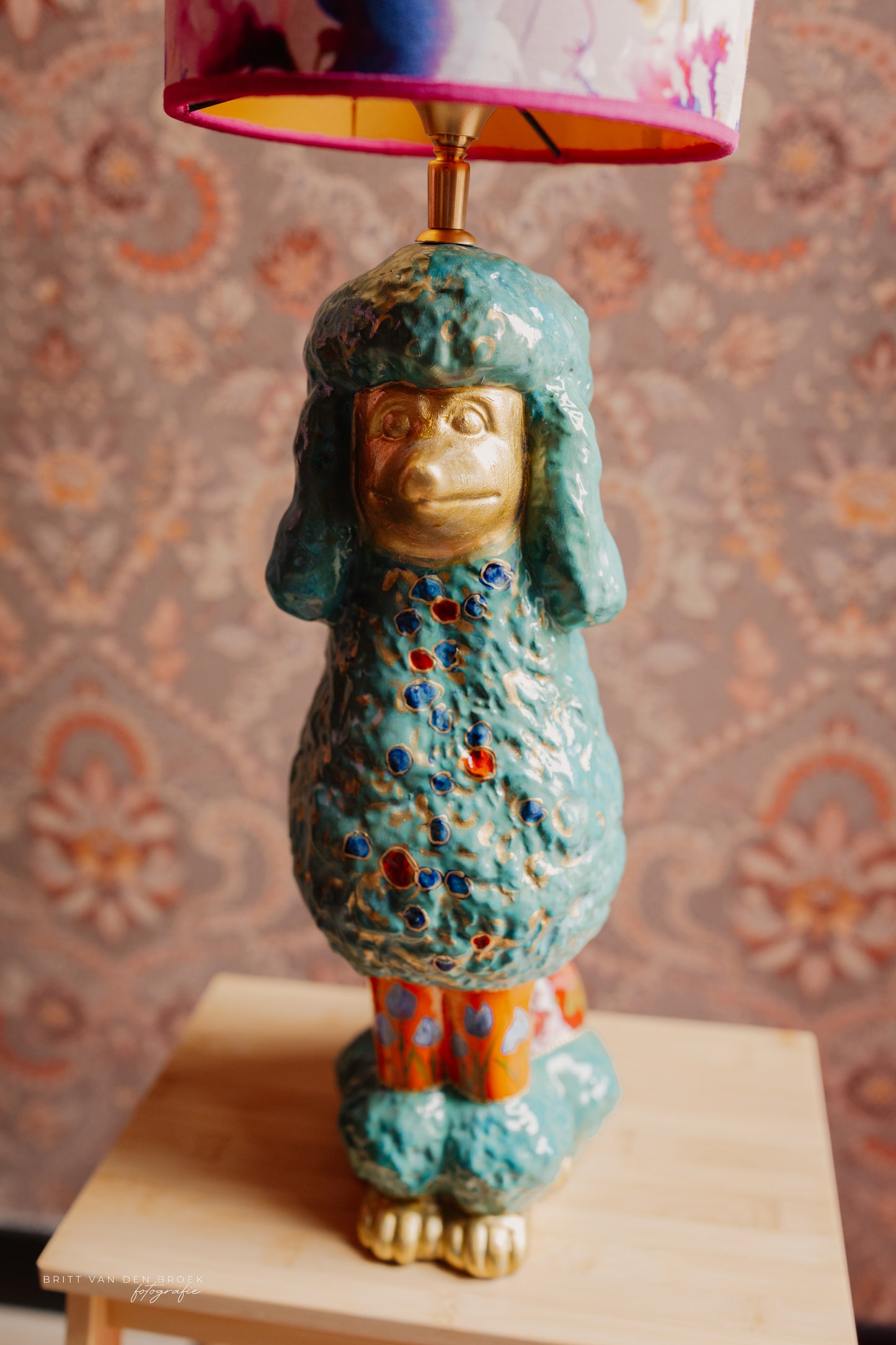 Poedellampenvoet turquoise