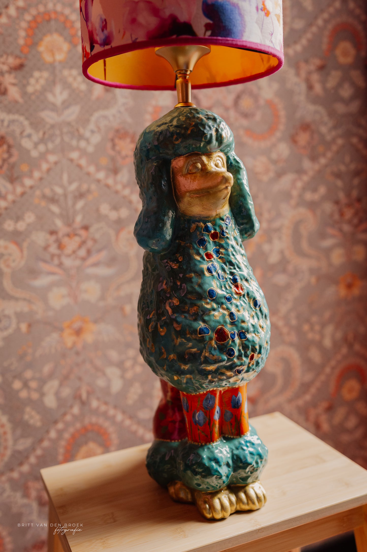 Poedellampenvoet turquoise