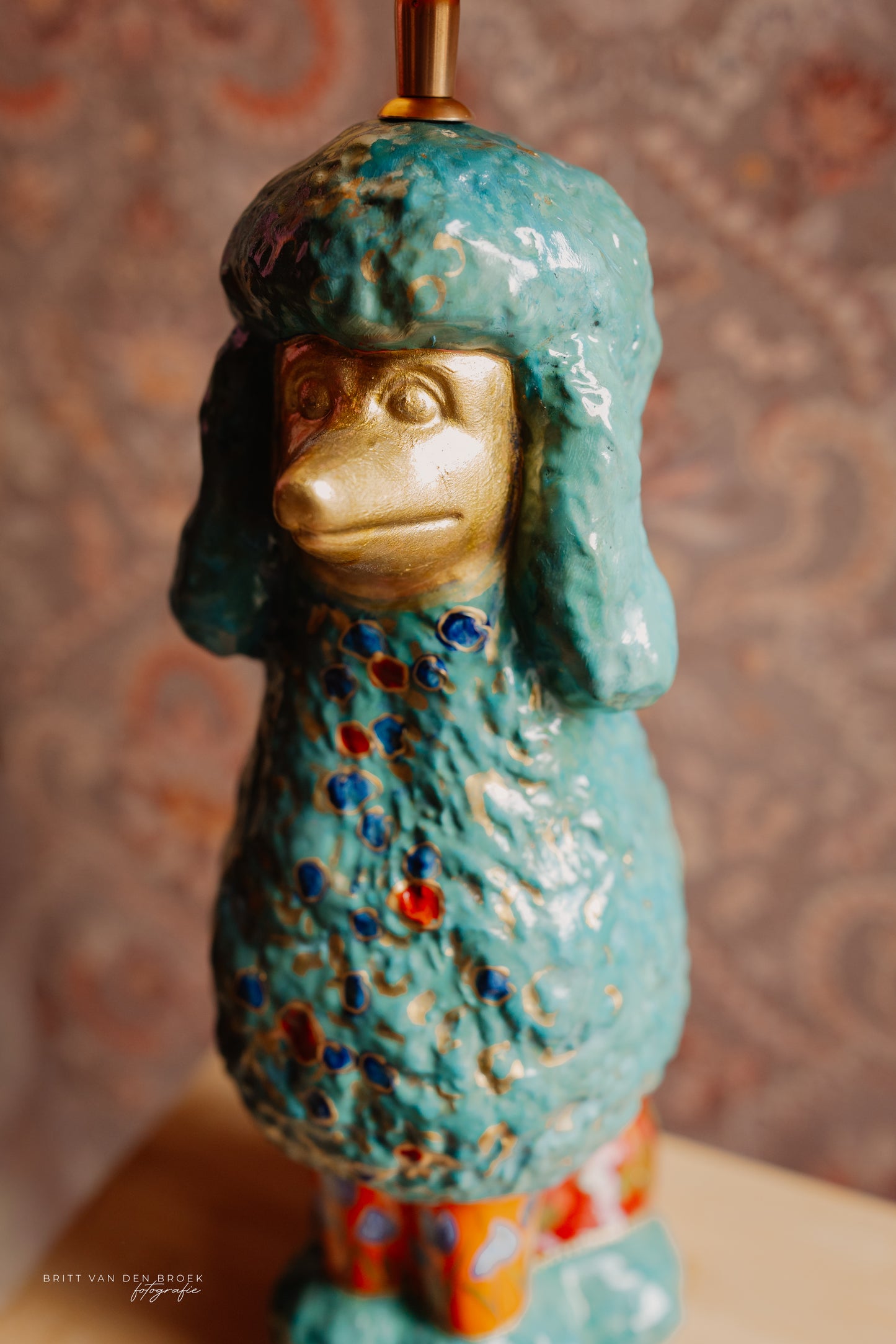 Poedellampenvoet turquoise