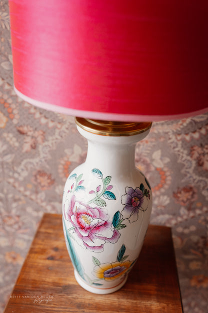 Grote lampenvoet met bloemen en vogels