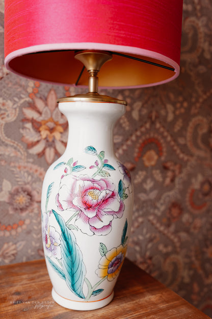Grote lampenvoet met bloemen en vogels