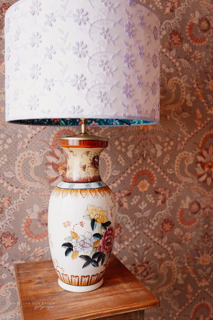 Grote lampenvoet met bloemen en vogels