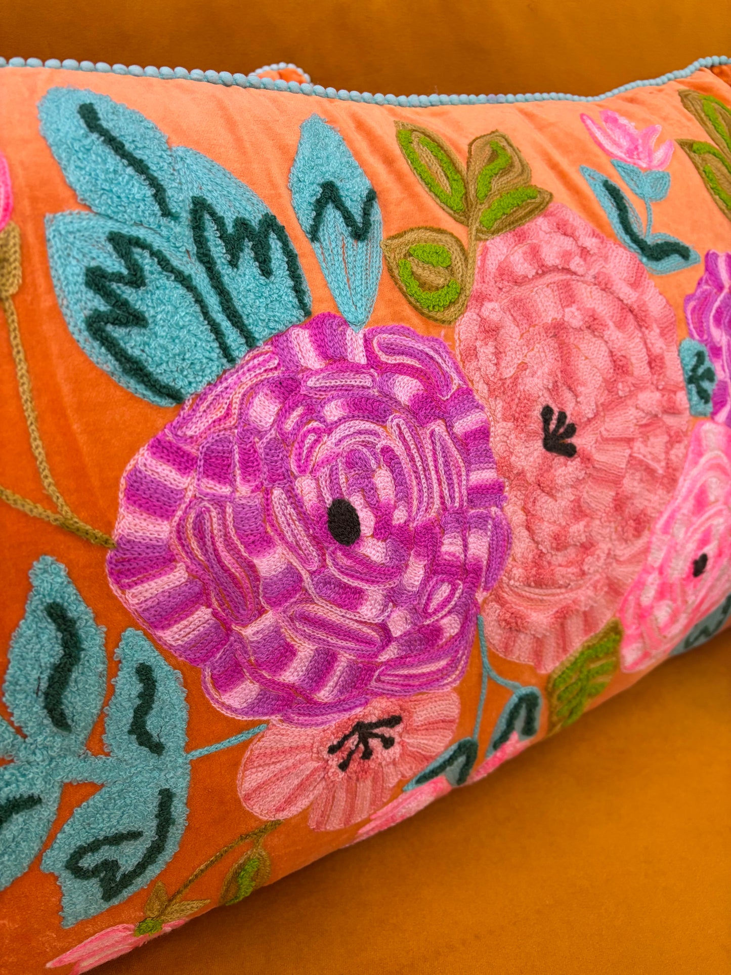 Kussen fluweel bloemen