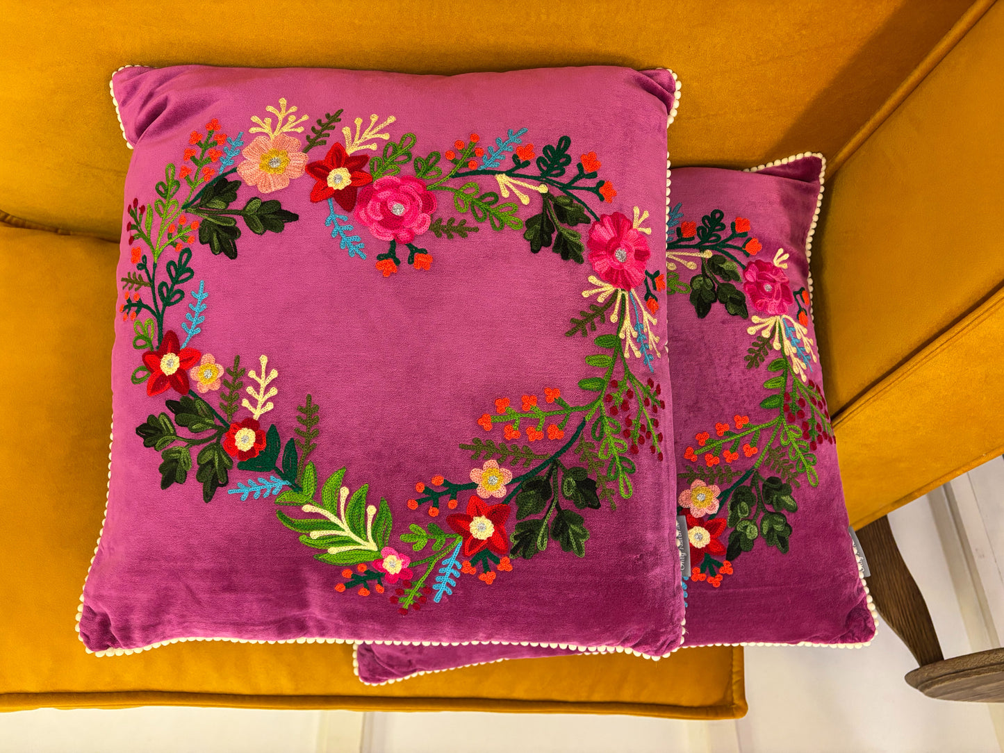 Kussen fluweel bloemenhart