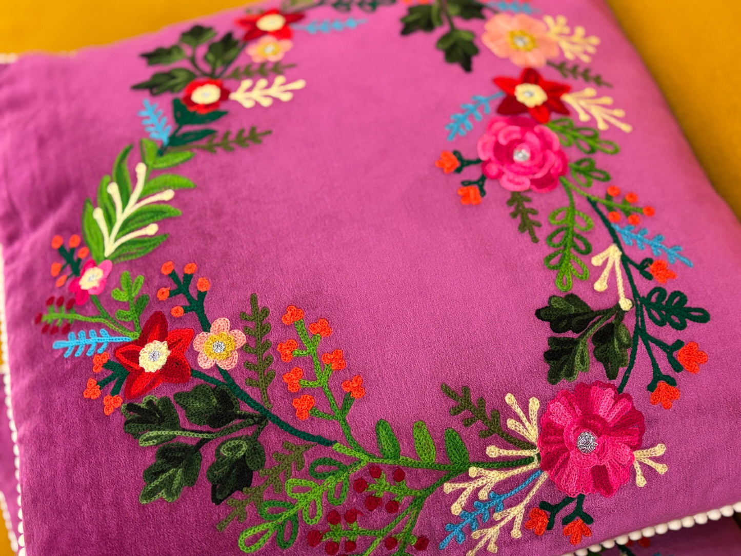 Kussen fluweel bloemenhart