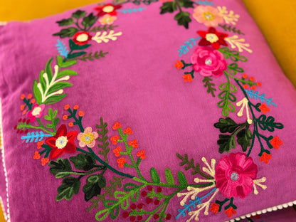 Kussen fluweel bloemenhart