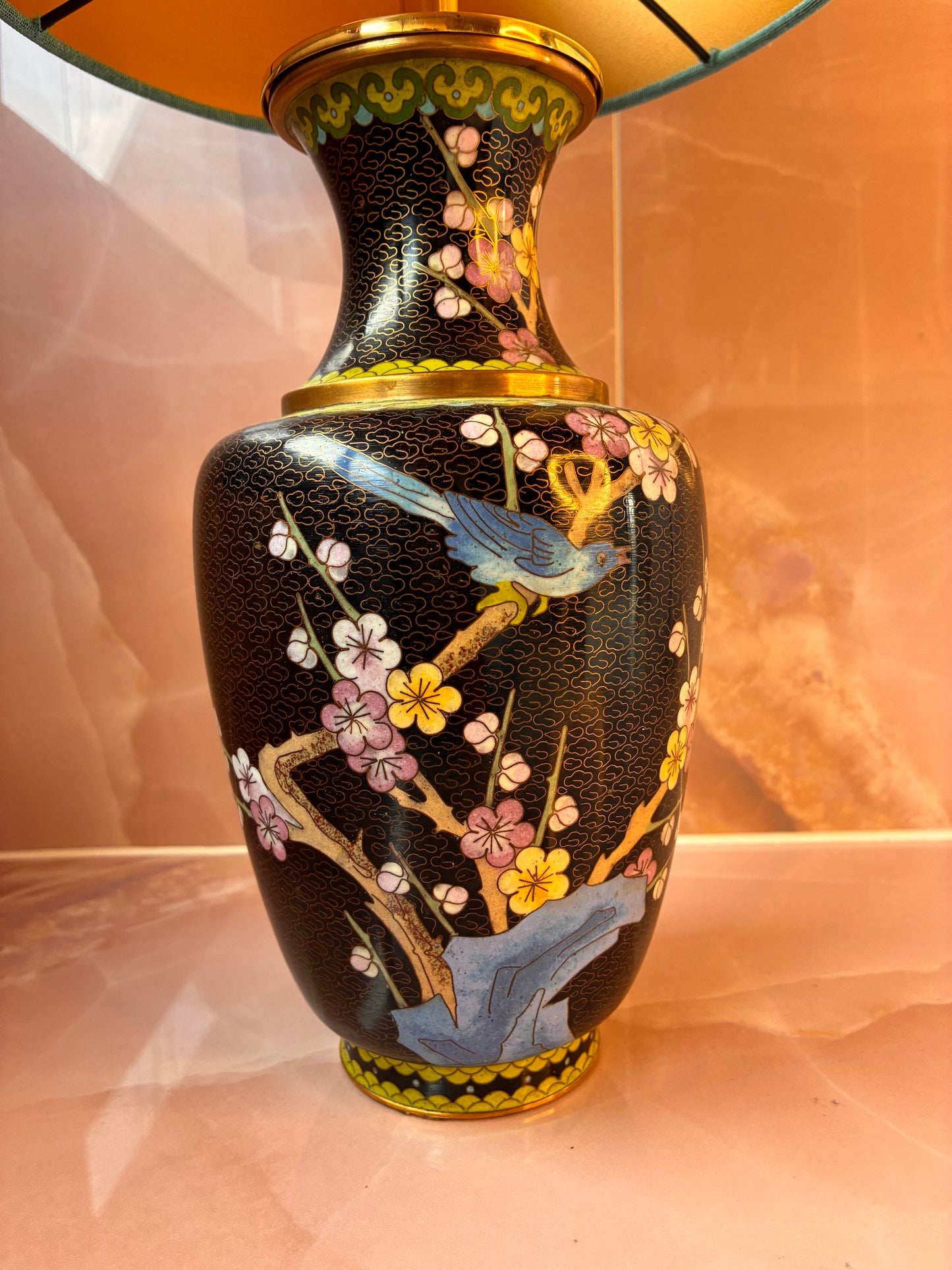 Cloissoné-vaaslampenvoet zwart