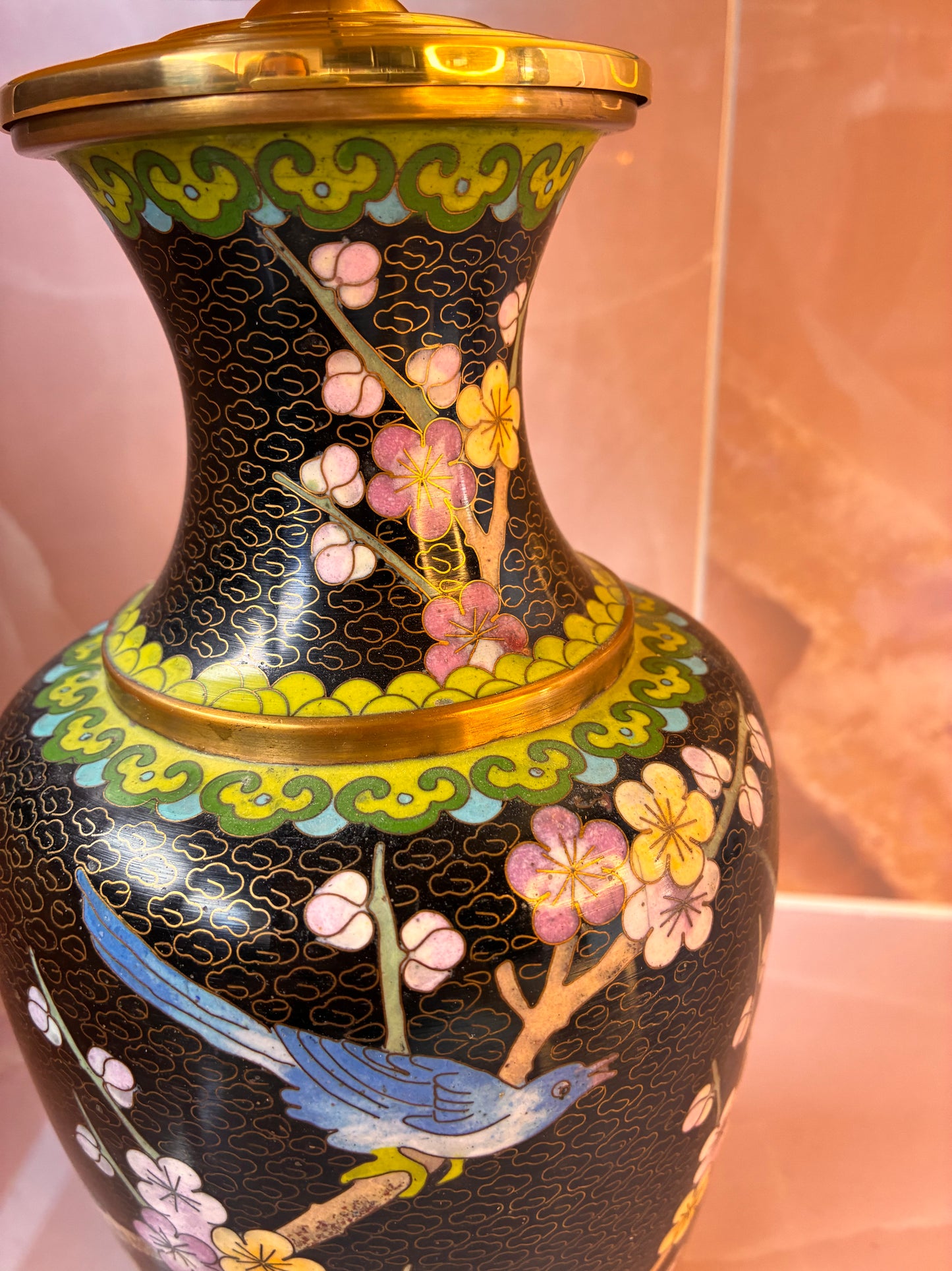 Cloissoné-vaaslampenvoet zwart