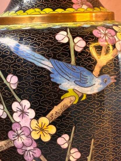 Cloissoné-vaaslampenvoet zwart