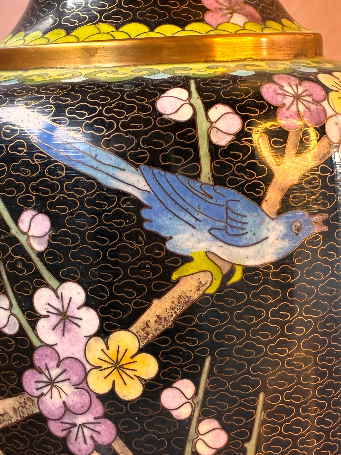 Cloissoné-vaaslampenvoet zwart