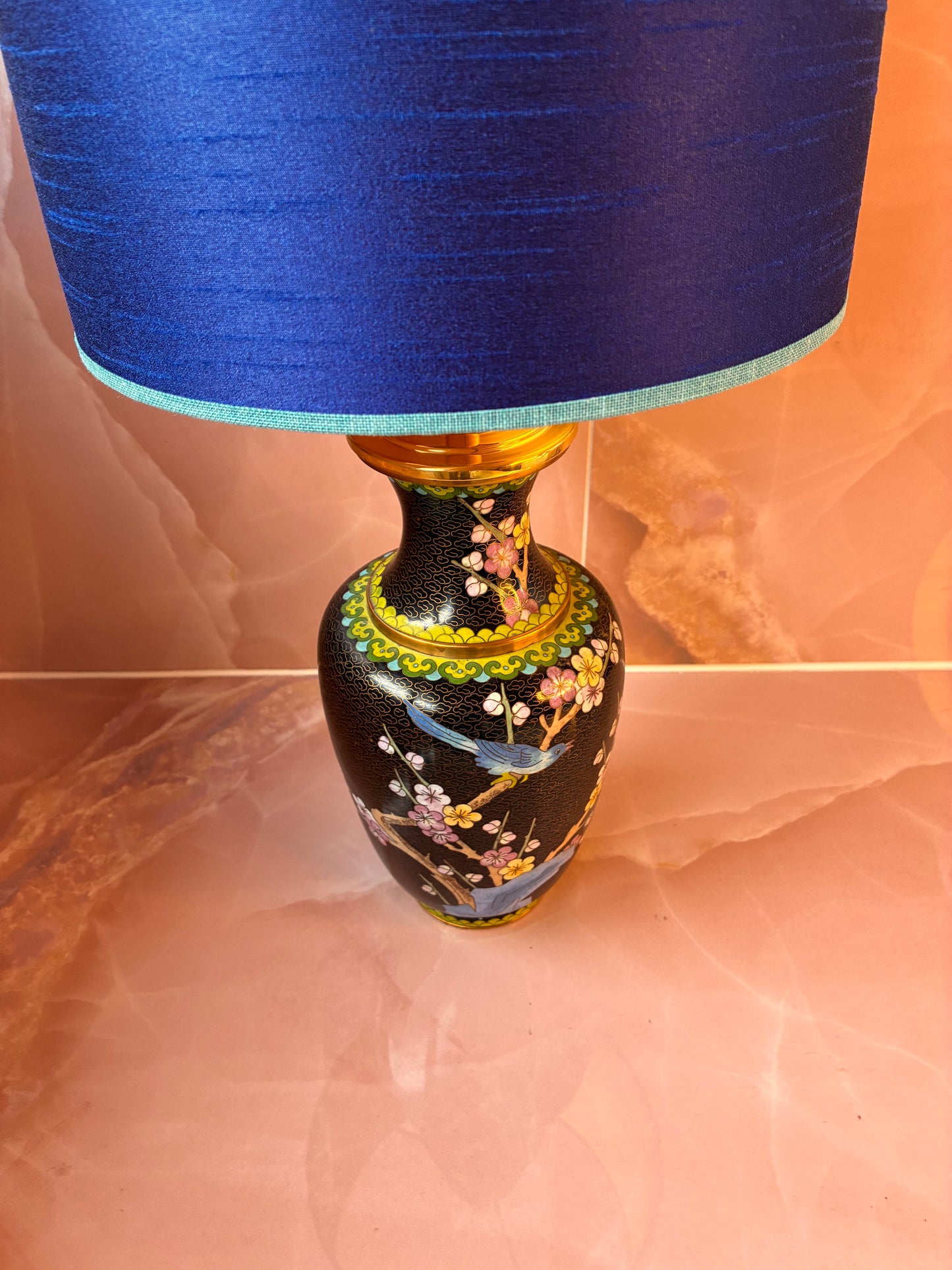 Cloissoné-vaaslampenvoet zwart