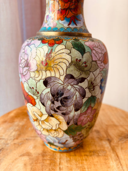 Lampenvoet cloissoné-vaas gekleurde bloemen