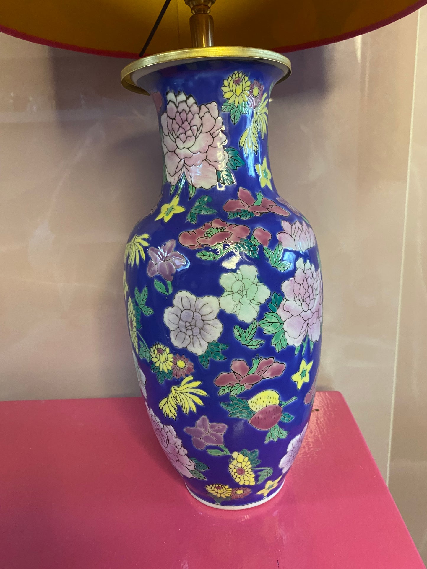 Lampenvoet bloemen divers blauw roze