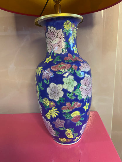 Lampenvoet bloemen divers blauw roze