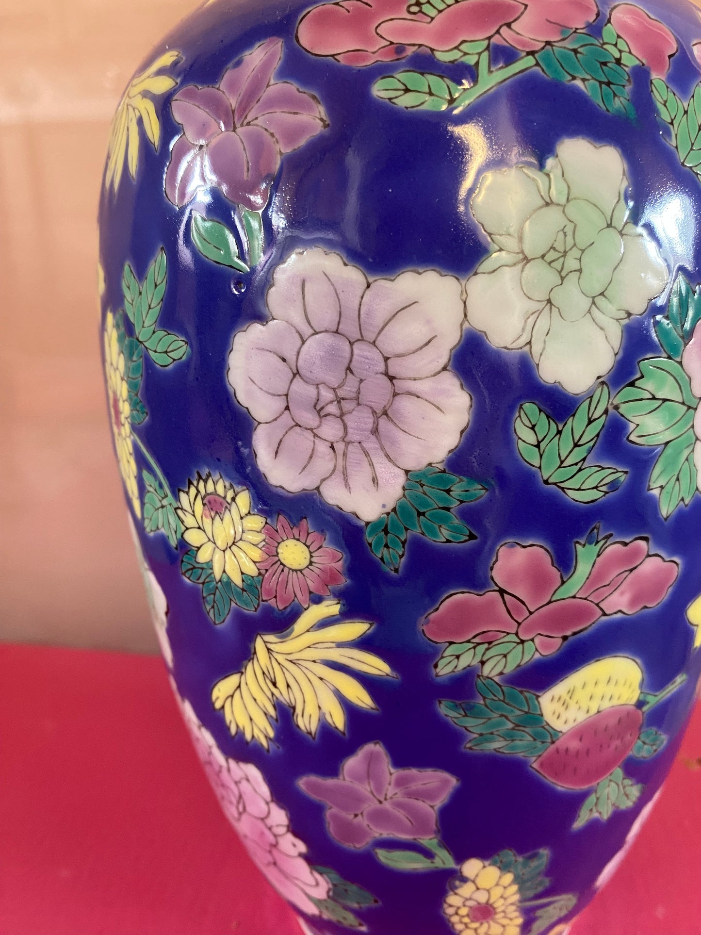 Lampenvoet bloemen divers blauw roze