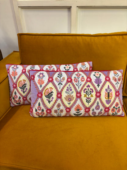 Kussen fluweel bloemen