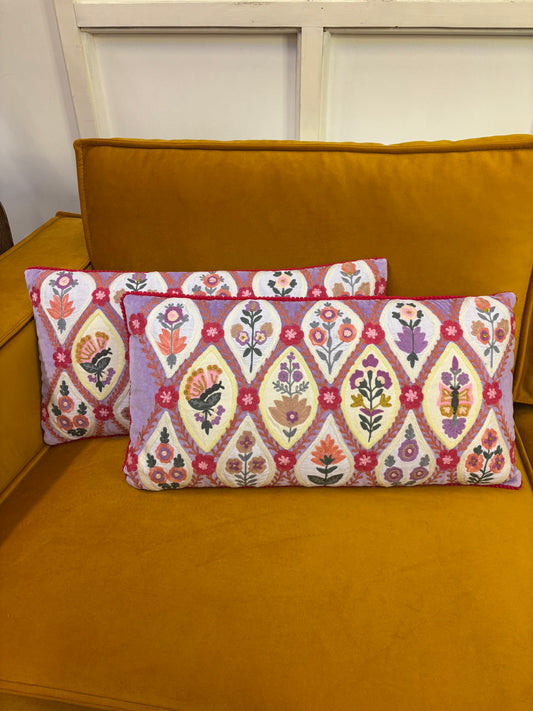 Kussen fluweel bloemen