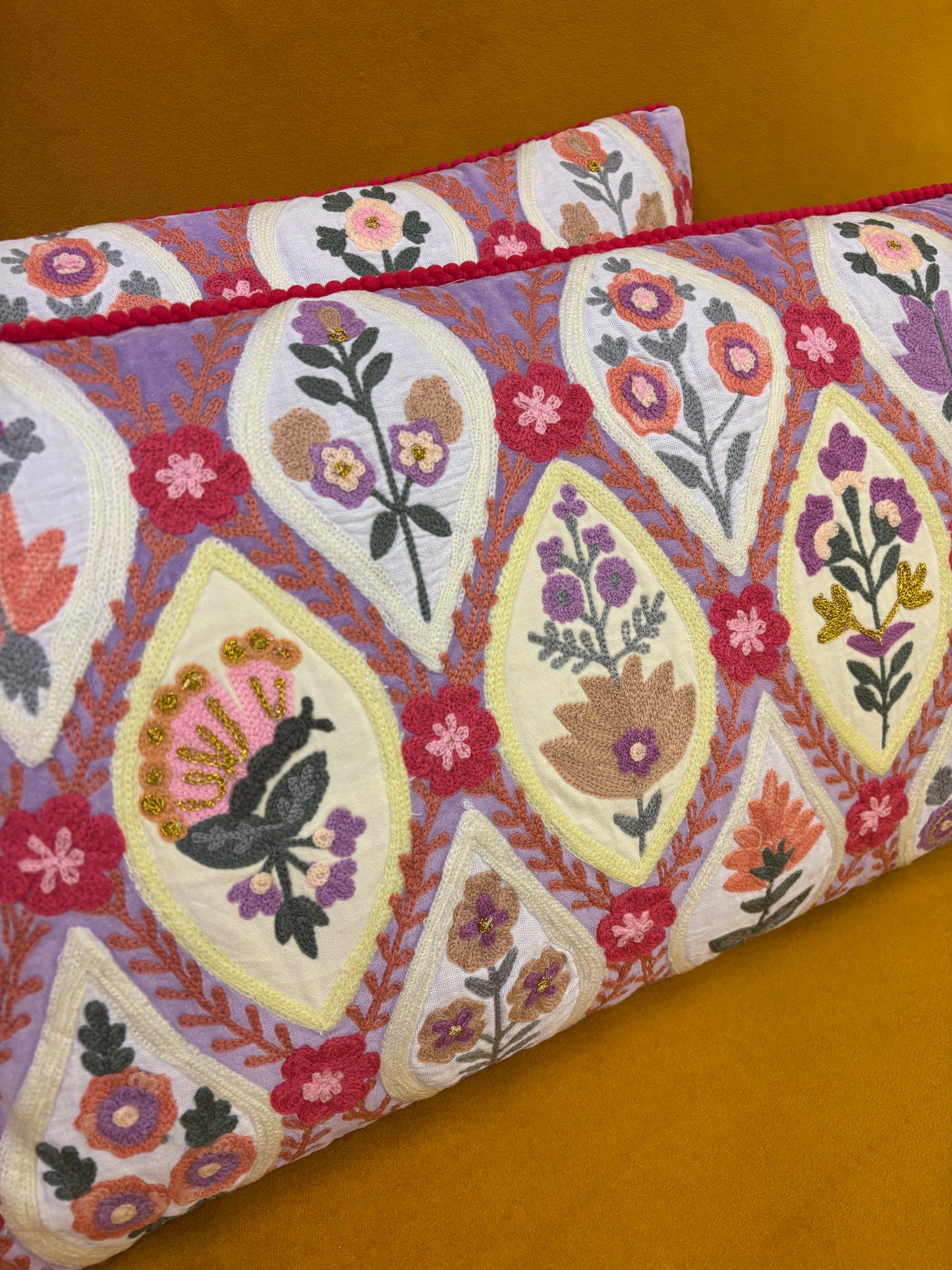 Kussen fluweel bloemen