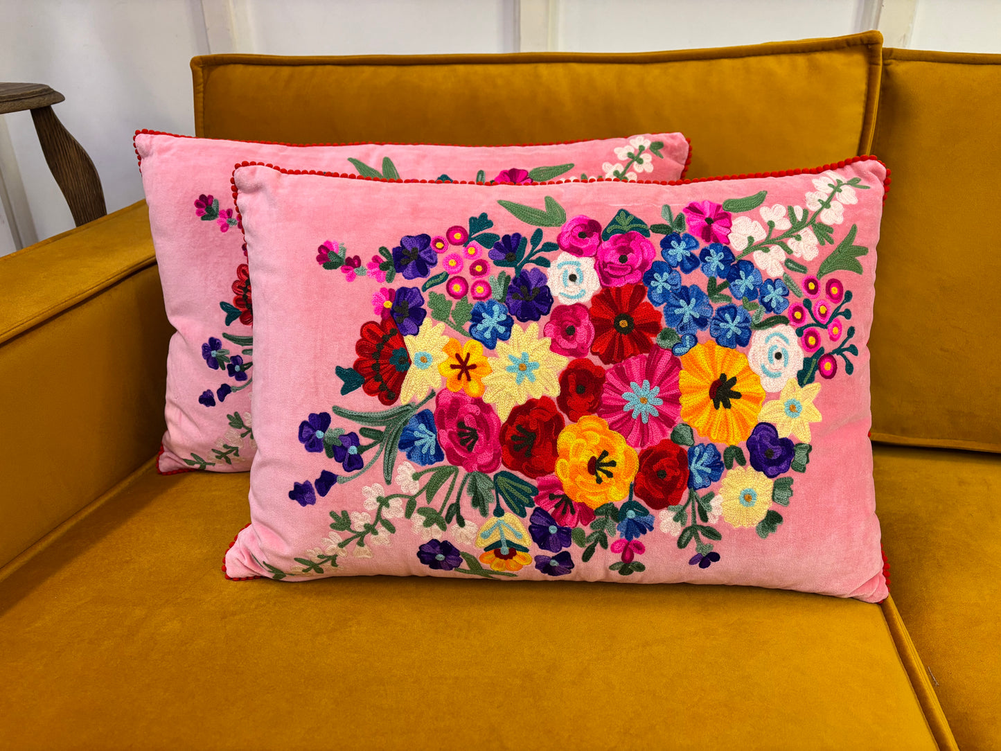 Kussen fluweel bloemen