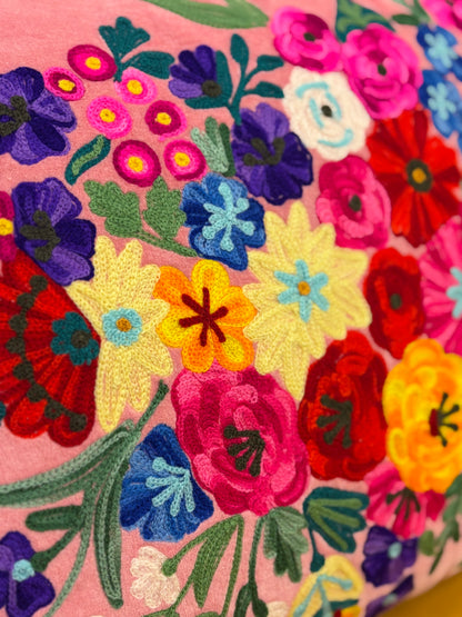 Kussen fluweel bloemen