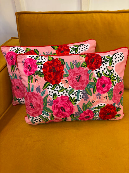 Kussen canvas bloemen