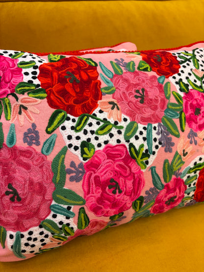 Kussen canvas bloemen