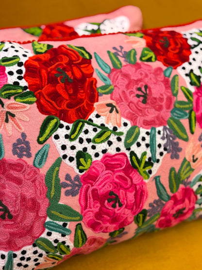 Kussen canvas bloemen