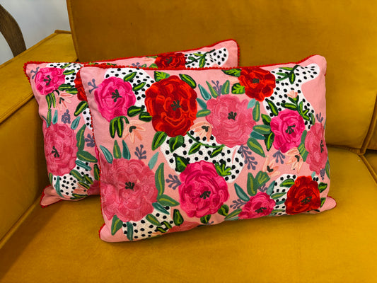 Kussen canvas bloemen