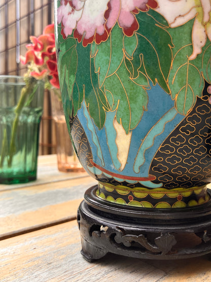 Lampenvoet cloissoné-vaas (rechts)