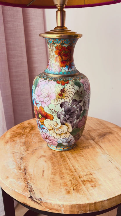 Lampenvoet cloissoné-vaas gekleurde bloemen
