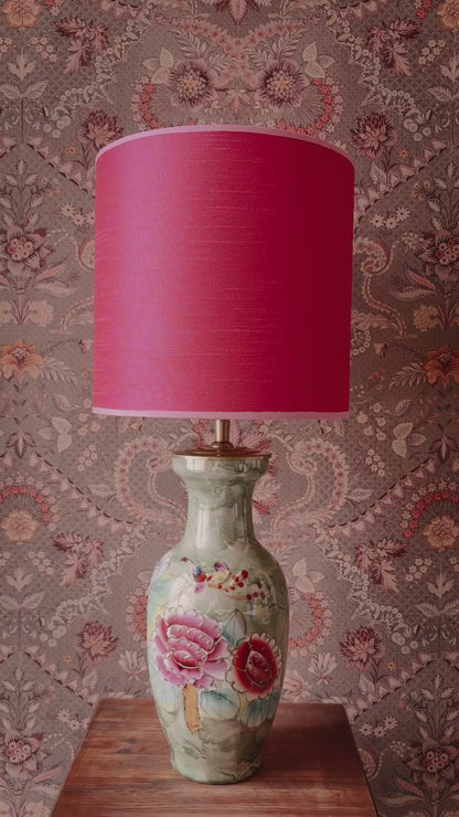 Grote lampenvoet met bloemen en vogels
